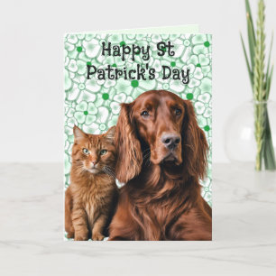 Irish Setter Dog en Irish Cat St Patrick Feestdagen Kaart