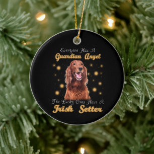 Irish Setter Dog Guardian Angle Pet memorial Keramisch Ornament