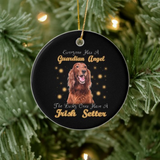 Irish Setter Dog Guardian Angle Pet memorial Keramisch Ornament (Boom)