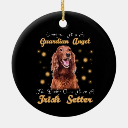 Irish Setter Dog Guardian Angle Pet memorial Keramisch Ornament (Achterkant)
