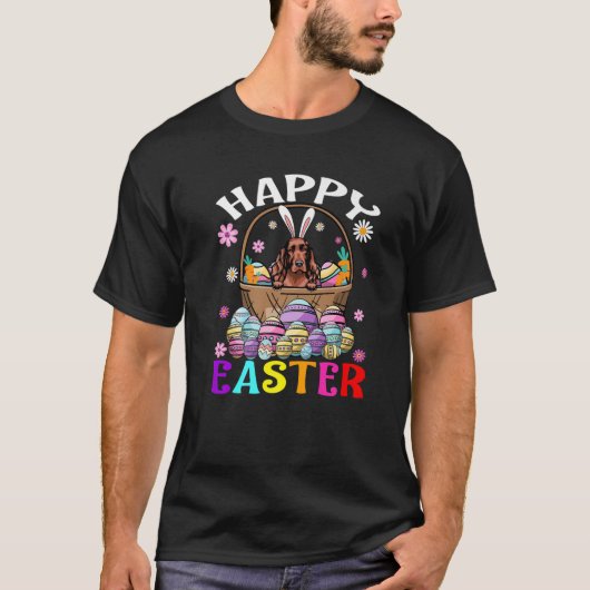 Irish Setter Dog Happy Paaster Bunny Eggs Easter T-shirt (Voorkant)