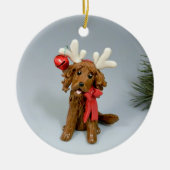 Irish Setter Dog kerstversiering Keramisch Ornament (Voorkant)