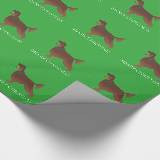 Irish Setter Dog Merry kerstdesign Cadeaupapier (Hoek)