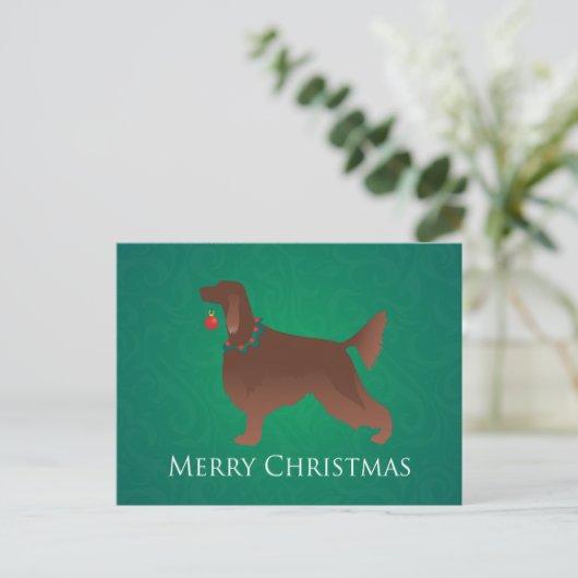 Irish Setter Dog Merry kerstdesign Feestdagenkaart (Staand voorkant)