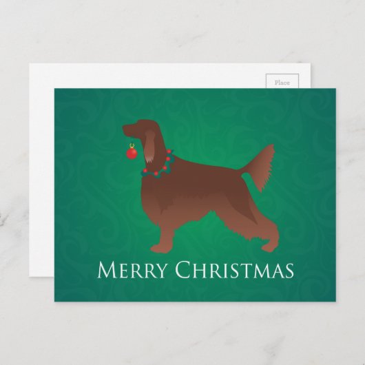 Irish Setter Dog Merry kerstdesign Feestdagenkaart (Voorkant / Achterkant)