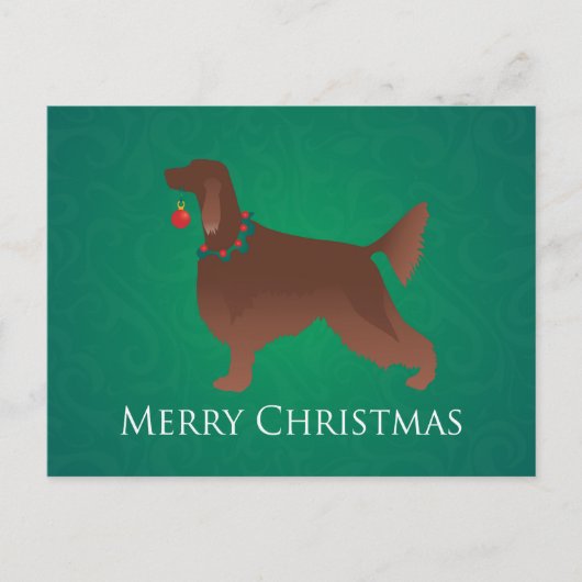 Irish Setter Dog Merry kerstdesign Feestdagenkaart (Voorkant)
