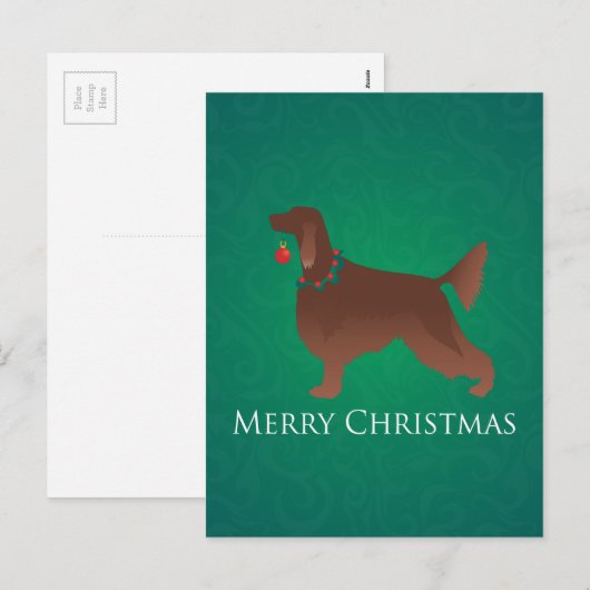Irish Setter Dog Merry kerstdesign Feestdagenkaart (Voorkant / Achterkant)