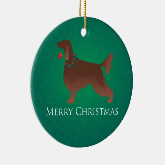 Irish Setter Dog Merry kerstdesign Keramisch Ornament (Rechts)