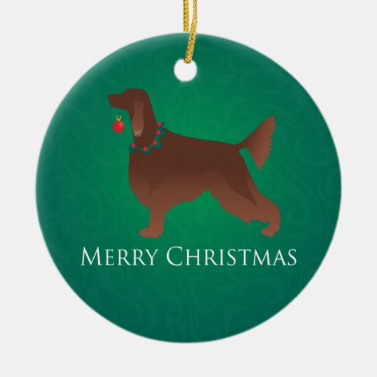 Irish Setter Dog Merry kerstdesign Keramisch Ornament (Voorkant)
