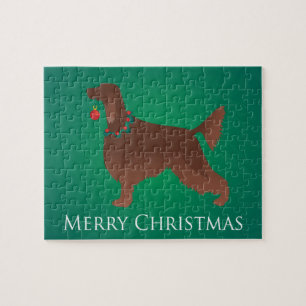 Irish Setter Dog Merry kerstdesign Legpuzzel