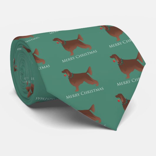 Irish Setter Dog Merry kerstdesign Stropdas (Opgerold)