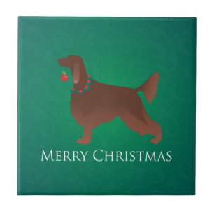 Irish Setter Dog Merry kerstdesign Tegeltje
