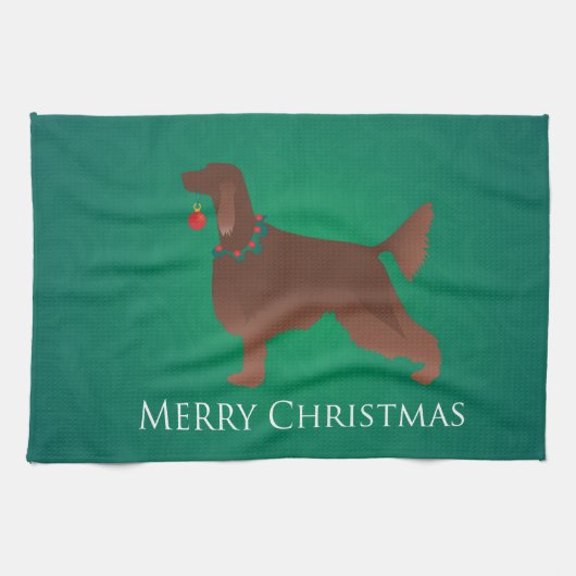 Irish Setter Dog Merry kerstdesign Theedoek (Horizontaal)