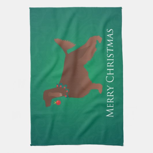 Irish Setter Dog Merry kerstdesign Theedoek (Verticaal)