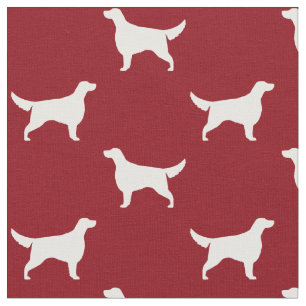 Irish Setter Dog Silhouettes Pattern Red en White Stof