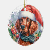 Irish Setter Dog Waterverf Kerst Keramisch Ornament (Links)