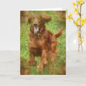 Irish Setter Dog Wenskaart Kaart (Gele Bloem)