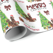 Irish Setter Dogs en kerstboom Cadeaupapier (Rol Hoek)