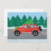 Irish Setter Driving a Car with a tree on top. Briefkaart (Voorkant / Achterkant)