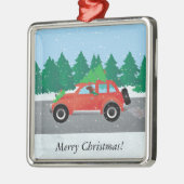 Irish Setter Driving a Car with a tree on top. Metalen Ornament (Links)