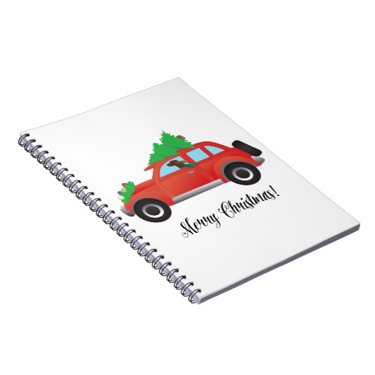 Irish Setter Driving a Car with a tree on top. Notitieboek (Rechterzijde)