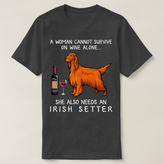 Irish Setter en wine Funny dog T-shirt (Design voorkant)