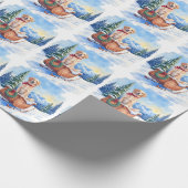Irish Setter Enjoying Christmas Sleigh Ride Winter Cadeaupapier (Hoek)