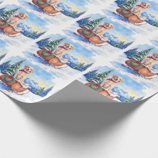 Irish Setter Enjoying Christmas Sleigh Ride Winter Cadeaupapier (Hoek)