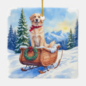 Irish Setter Enjoying Christmas Sleigh Ride Winter Keramisch Ornament (Achterkant)