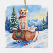 Irish Setter Enjoying Christmas Sleigh Ride Winter Keramisch Ornament (Voorkant)