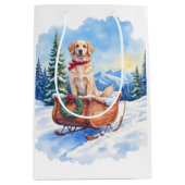 Irish Setter Enjoying Christmas Sleigh Ride Winter Medium Cadeauzakje (Voorkant)