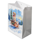 Irish Setter Enjoying Christmas Sleigh Ride Winter Medium Cadeauzakje (Achterkant Gekanteld)