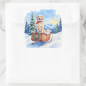 Irish Setter Enjoying Christmas Sleigh Ride Winter Vierkante Sticker (Tas)