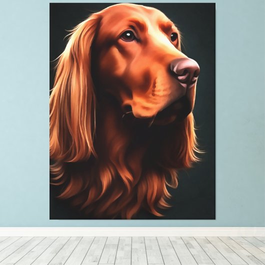 Irish Setter Fine Art Pet Portret Canvas Afdruk (Insitu (Houten vloer))