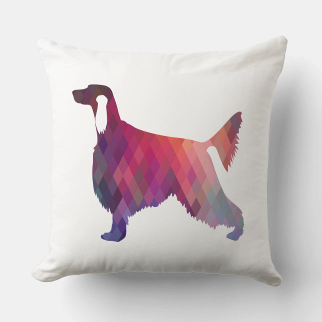 Irish Setter Geometric Pattern Black Silhouette Kussen (Voorkant)