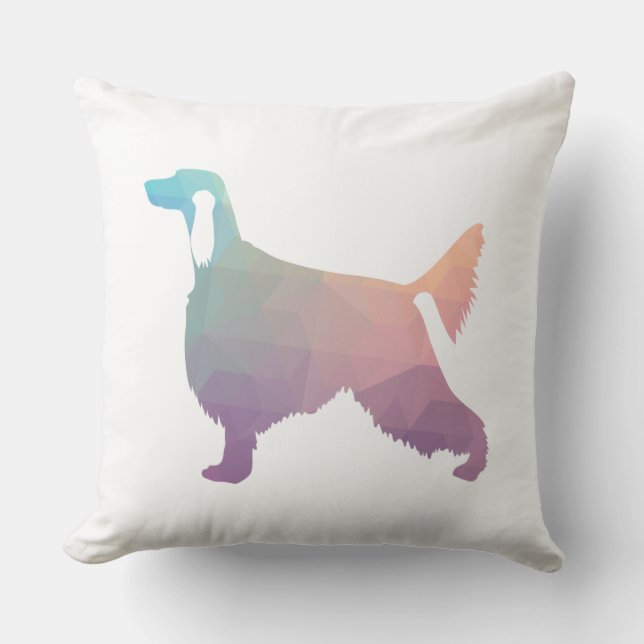 Irish Setter Geometric Pattern Black Silhouette Kussen (Voorkant)