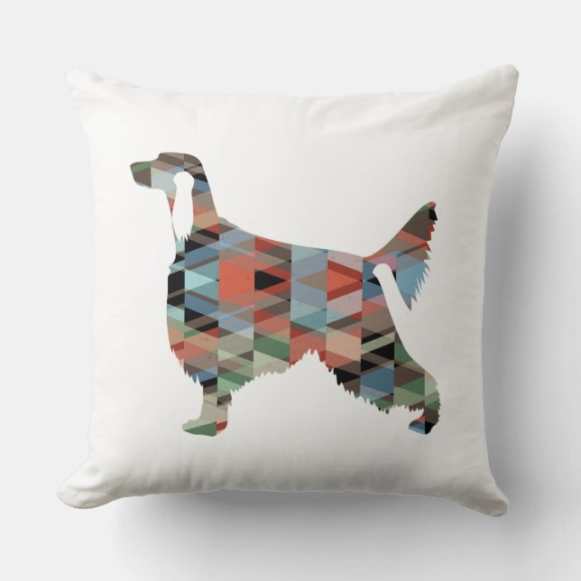 Irish Setter Geometric Pattern Black Silhouette Kussen (Voorkant)