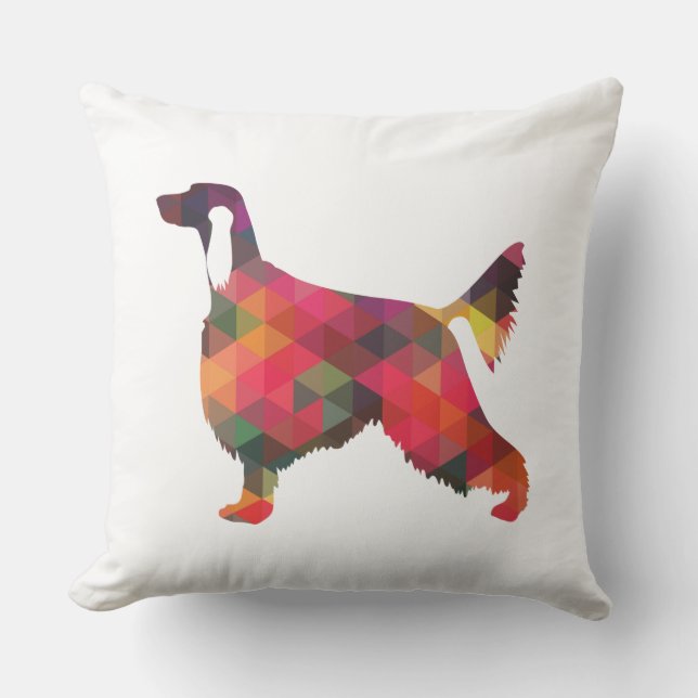 Irish Setter Geometric Pattern Black Silhouette Kussen (Voorkant)
