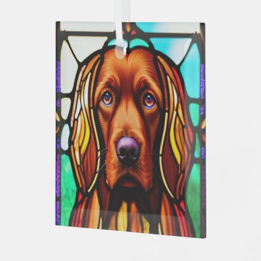 Irish Setter "Glas in lood" Glas Ornament (Voorkant links)