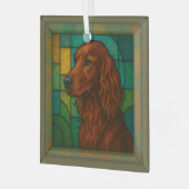 Irish Setter "Glas in lood" Glas Ornament (Voorkant links)