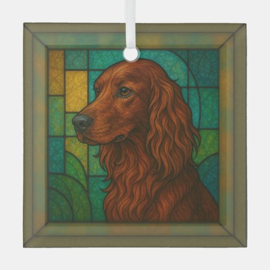 Irish Setter "Glas in lood" Glas Ornament (Voorkant)