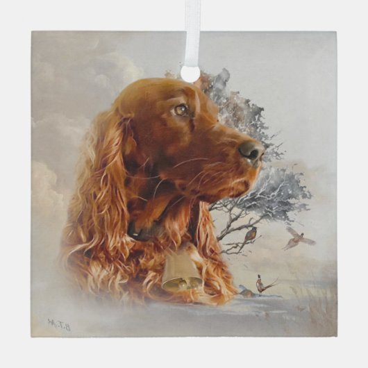 Irish Setter Glas Ornament (Achterkant)