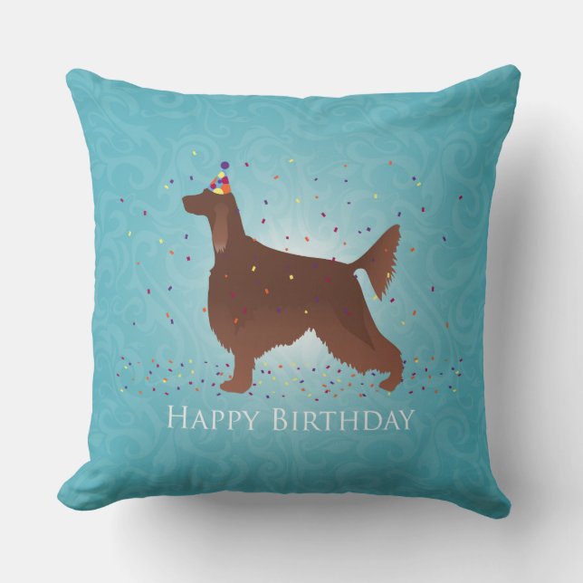 Irish Setter Happy Birthday Design Kussen (Voorkant)