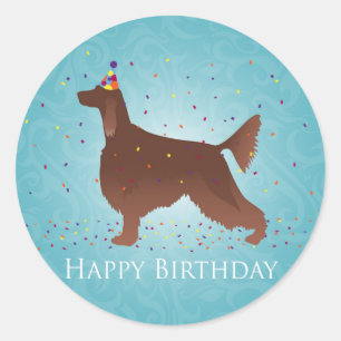 Irish Setter Happy Birthday Design Ronde Sticker
