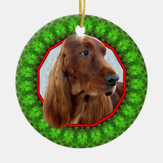 Irish Setter Happy Howliday Keramisch Ornament (Voorkant)