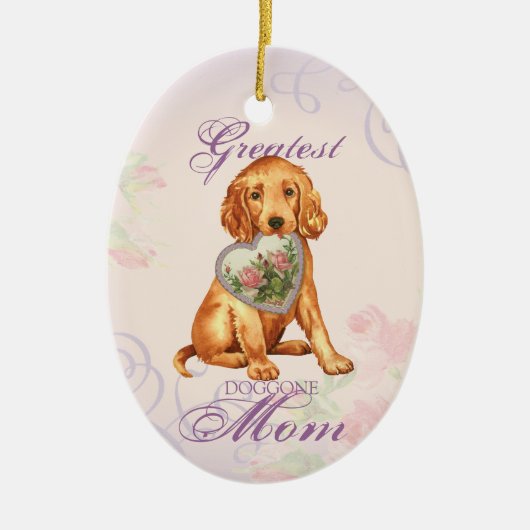 Irish Setter Heart mama Keramisch Ornament (Voorkant)