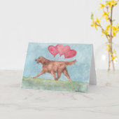 Irish Setter Hearts Dog Art Wenskaart Kaart (Gele Bloem)