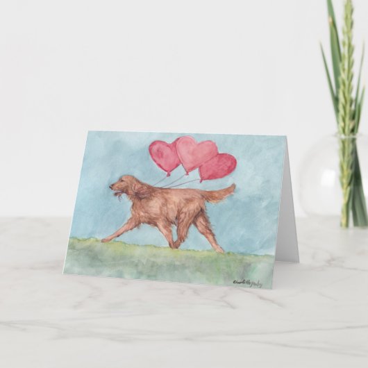 Irish Setter Hearts Dog Art Wenskaart Kaart (Voorkant)