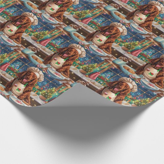 Irish Setter Holiday Baking: feestelijke kerstdage Cadeaupapier (Hoek)
