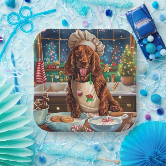 Irish Setter Holiday Baking: feestelijke kerstdage Papieren Bordje (Feest)